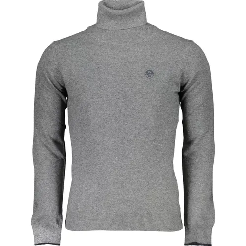 Grauer Pullover mit Langen Ärmeln Besticktes Logo , Herren, Größe: 2XL - North Sails - Modalova