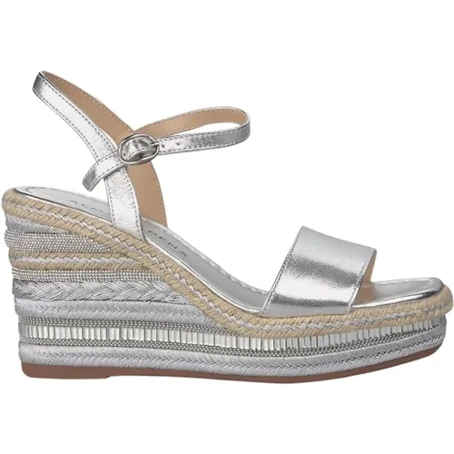 Rhinestone Wedge Sandal with Braided Detail , female, Sizes: 5 UK, 7 UK - Alma en Pena - Modalova