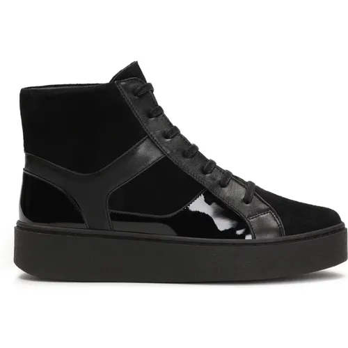 Schwarze Leder Knöchel Sneakers , Damen, Größe: 36 EU - Kazar - Modalova