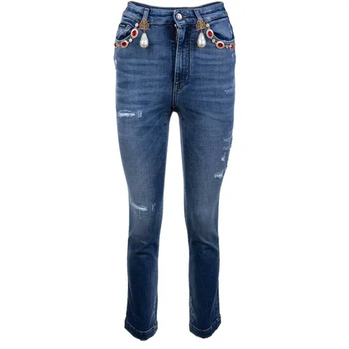 Damen Perlen Broken Jeans , Damen, Größe: 3XS - Dolce & Gabbana - Modalova