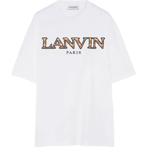 Weißes Curb T-Shirt Jersey Baumwolle Logo , Herren, Größe: L - Lanvin - Modalova