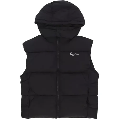 Vests, male, , Size: L Signature Puffer Vest with Adjustable Hood - Karl Kani - Modalova