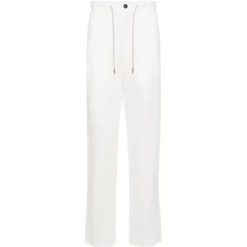 Linen Drawstring Pants , male, Sizes: W32, W33, W36 - Eleventy - Modalova