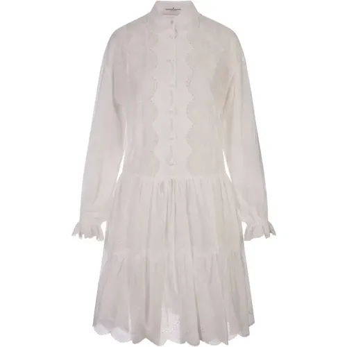 Weiße Baumwoll-Midi-Hemd-Kleid,Shirt Dresses - Ermanno Scervino - Modalova
