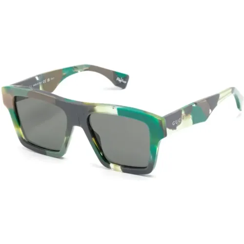 Green Sunglasses Stylish Everyday Use , male, Sizes: 55 MM - Gucci - Modalova