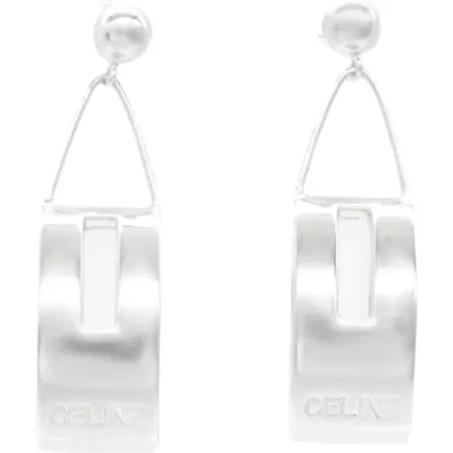 Pre-owned Jewellery, female, , Size: ONE SIZE Pre-owned Platinum earrings - Celine Vintage - Modalova