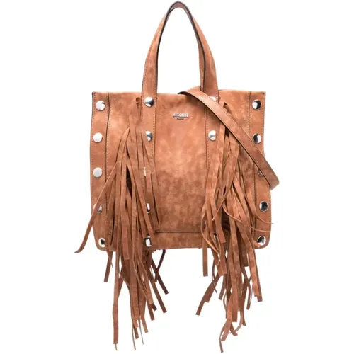 Leather Shoulder Bag with Fringe , female, Sizes: ONE SIZE - Moschino - Modalova