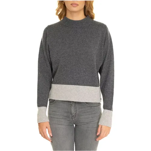 Bicolor Woll Rollkragenpullover , Damen, Größe: S - Pennyblack - Modalova