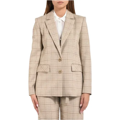 Blazers, female, , Size: XS Fluid Checked Blazer - PATRIZIA PEPE - Modalova