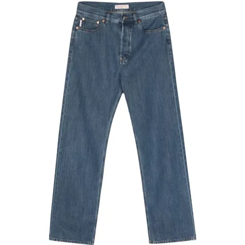 Blaue Gewaschene Denim Straight Leg Jeans , Herren, Größe: W33 - Valentino - Modalova