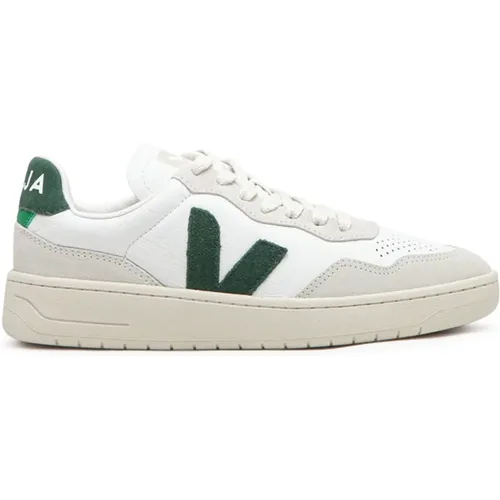 Weiße/Grüne V-90 Sneaker , Herren, Größe: 40 EU - Veja - Modalova