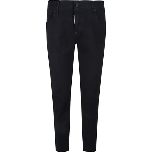 Schwarze Skinny Cropped Denim Jeans - Dsquared2 - Modalova