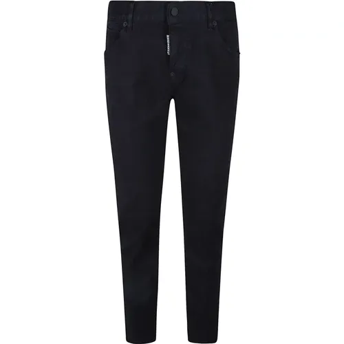 Schwarze Skinny Cropped Denim Jeans , Damen, Größe: M - Dsquared2 - Modalova