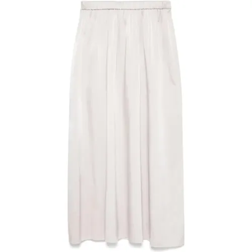 Grey Silk A-Line Skirt with Elasticated Waistband , female, Sizes: L, M, S - Forte Forte - Modalova