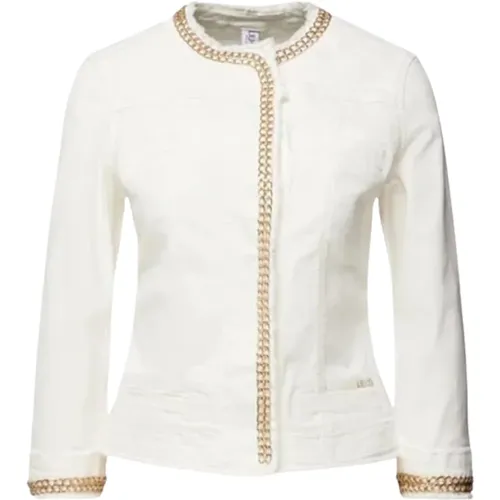 Weißer Mantel mit Ketten-Detail , Damen, Größe: XL - Liu Jo - Modalova