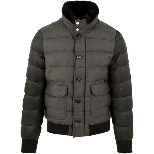Quilted Boudin Jacket with Fur Collar , male, Sizes: L, 2XL - Moorer - Modalova