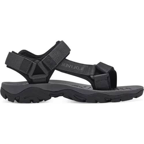 Schwarze Casual Offene Flache Sandalen , Herren, Größe: 42 EU - s.Oliver - Modalova