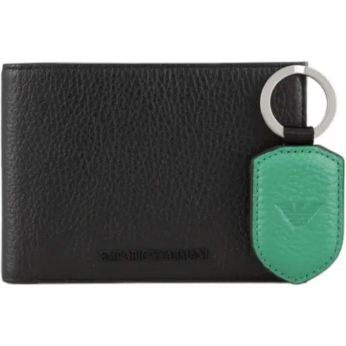 Leather Wallet and Keychain Set , male, Sizes: ONE SIZE - Emporio Armani - Modalova