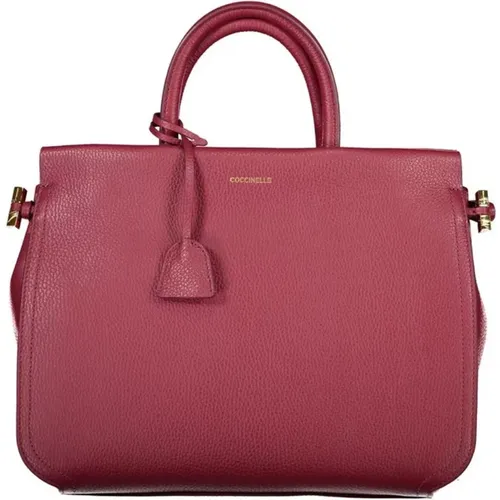 Luxuriöse Rosa Lederhandtasche mit Abnehmbarem Riemen , Damen, Größe: ONE Size - Coccinelle - Modalova