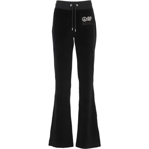 Schwarze Samt-Flared-Hose , Damen, Größe: L - Moschino - Modalova