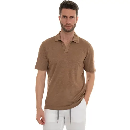 Linen Polo Shirt with Side Vents , male, Sizes: XL, 3XL, 2XL, 4XL, L - Gran Sasso - Modalova
