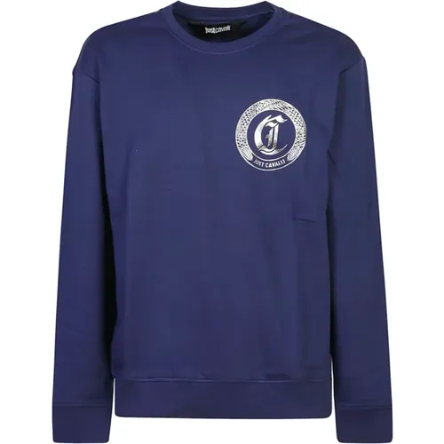 Blaues Sweatshirt für Männer Aw24 , Herren, Größe: M - Just Cavalli - Modalova