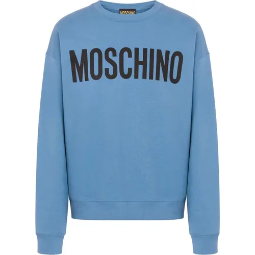 Klar Blauer Klassischer Logo Pullover , Herren, Größe: L - Moschino - Modalova