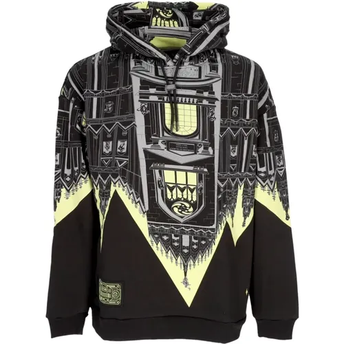 Hoodies, male, , Size: S Milan Cathedral Print Hoodie Black/Lime - Dolly Noire - Modalova