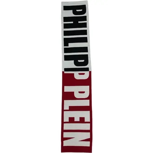 Keyrings, male, , Size: ONE SIZE Rectangular Bicolor Logo Wool Blend Scarf - Philipp Plein - Modalova