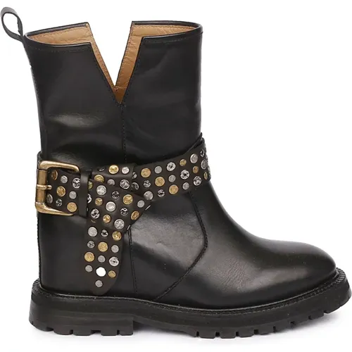 Leather Studded Women's Ankle Boot , female, Sizes: 4 UK, 6 UK - Emanuelle Vee - Modalova