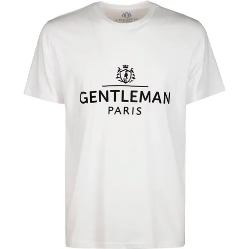 Weißes Baumwoll-Logo T-Shirt , Herren, Größe: M - Equipe 55 - Modalova