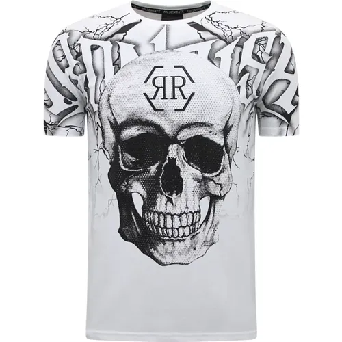 Skull - T-Shirt mit Rhinestone - 7983 , Herren, Größe: M - Enos - Modalova