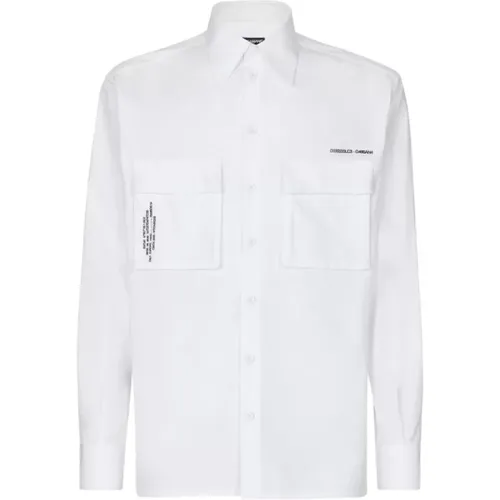 Logo Print Long Sleeve Shirt , male, Sizes: L - Dolce & Gabbana - Modalova