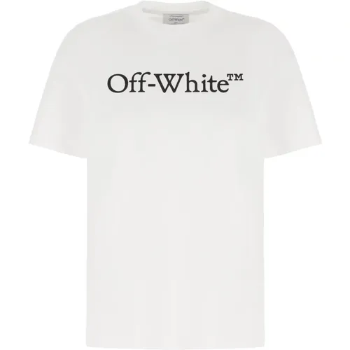 Off , Casual Baumwoll T-Shirt , Damen, Größe: L - Off White - Modalova