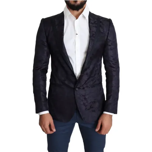 Blazers, male, , Size: XS Floral Jacquard Silk Martini Blazer - Dolce & Gabbana - Modalova