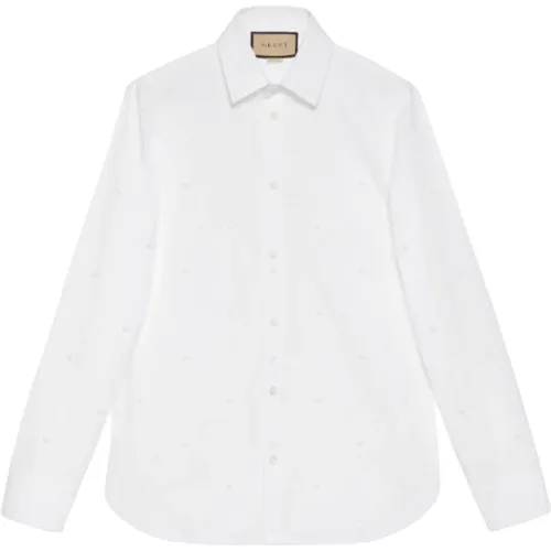 Interlocking G Dotted Cotton Shirt , male, Sizes: XL, 3XL, 2XL - Gucci - Modalova