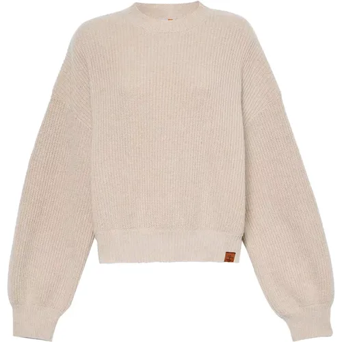 Beiger Wollmischung Rundhalsausschnitt Pullover , Damen, Größe: S - Timberland - Modalova