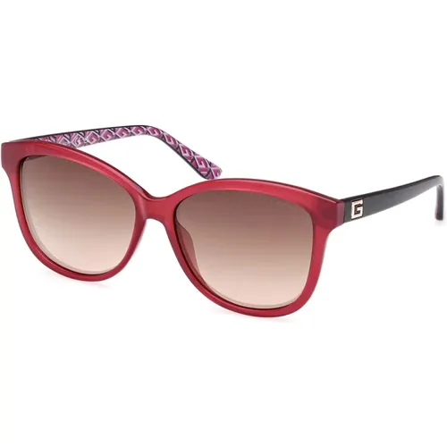 Round Sunglasses with Bordeaux Mirror Lenses , female, Sizes: 58 MM - Guess - Modalova