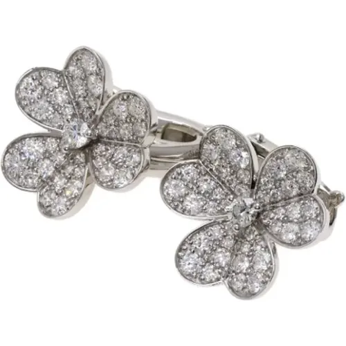 Silver White Gold Frivole Pavé Earrings , female, Sizes: ONE SIZE - Van Cleef & Arpels Pre-owned - Modalova