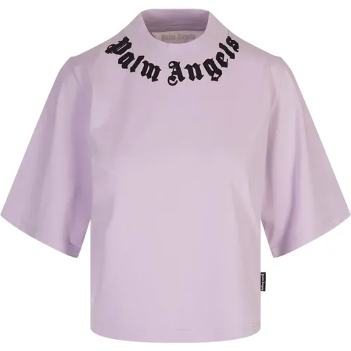 Lilac Logo Tee Soft Cotton , female, Sizes: XS, S - Palm Angels - Modalova