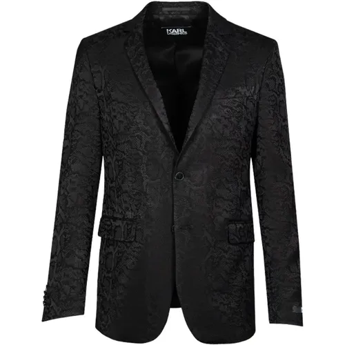 Elastischer Jacquard-Blazer mit Revers , Herren, Größe: 2XL - Karl Lagerfeld - Modalova