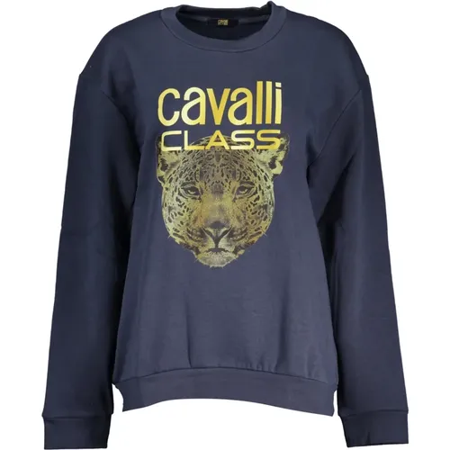 Sweatshirts, male, , Size: M Long Sleeve Embroidered Sweater - Cavalli Class - Modalova