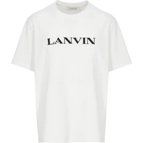 T-Shirts, male, , Size: L Embroidered Cotton T-Shirt - Lanvin - Modalova