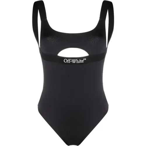 One-piece Swimsuit with Cut-Out Detailing , female, Sizes: XS - Off White - Modalova