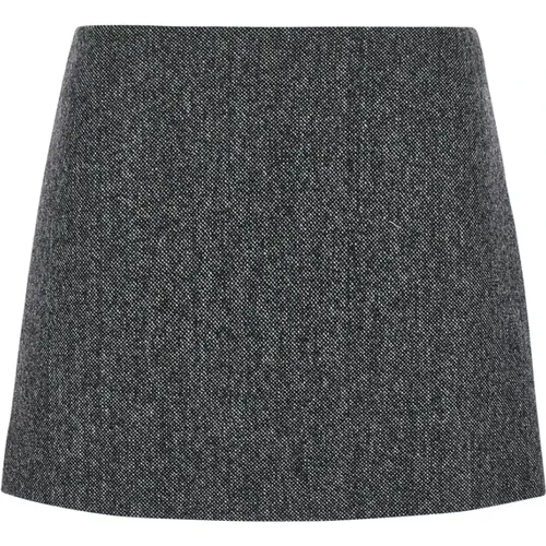 Short Skirts, female, , Size: S Grey Wool Blend Mini Skirt - pinko - Modalova