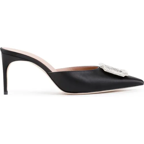 Schwarze Satin Kristall Mules - Malone Souliers - Modalova