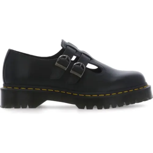 Schwarze Lederslipper mit Verstellbaren Riemen , Damen, Größe: 39 EU - Dr. Martens - Modalova