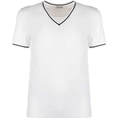 V-Ausschnitt T-Shirt , Herren, Größe: S - Dolce & Gabbana - Modalova