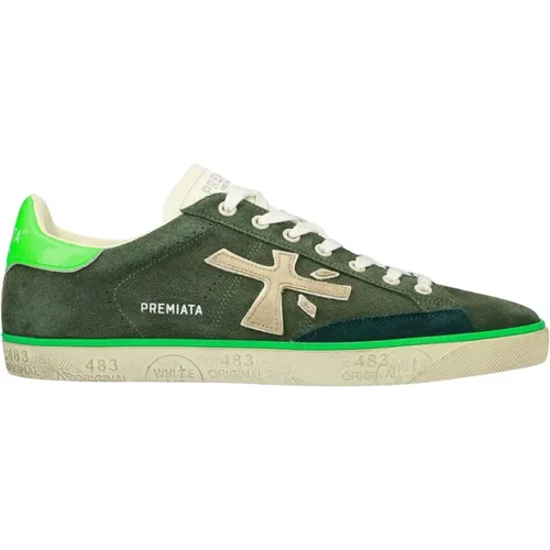 Grüne Wildleder Street Sneakers Steven 6644 , Herren, Größe: 44 EU - Premiata - Modalova