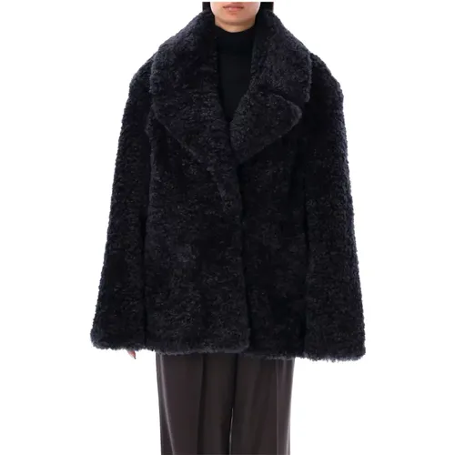 Navy Eco Fur Short Coat , female, Sizes: XS, S - Stella Mccartney - Modalova
